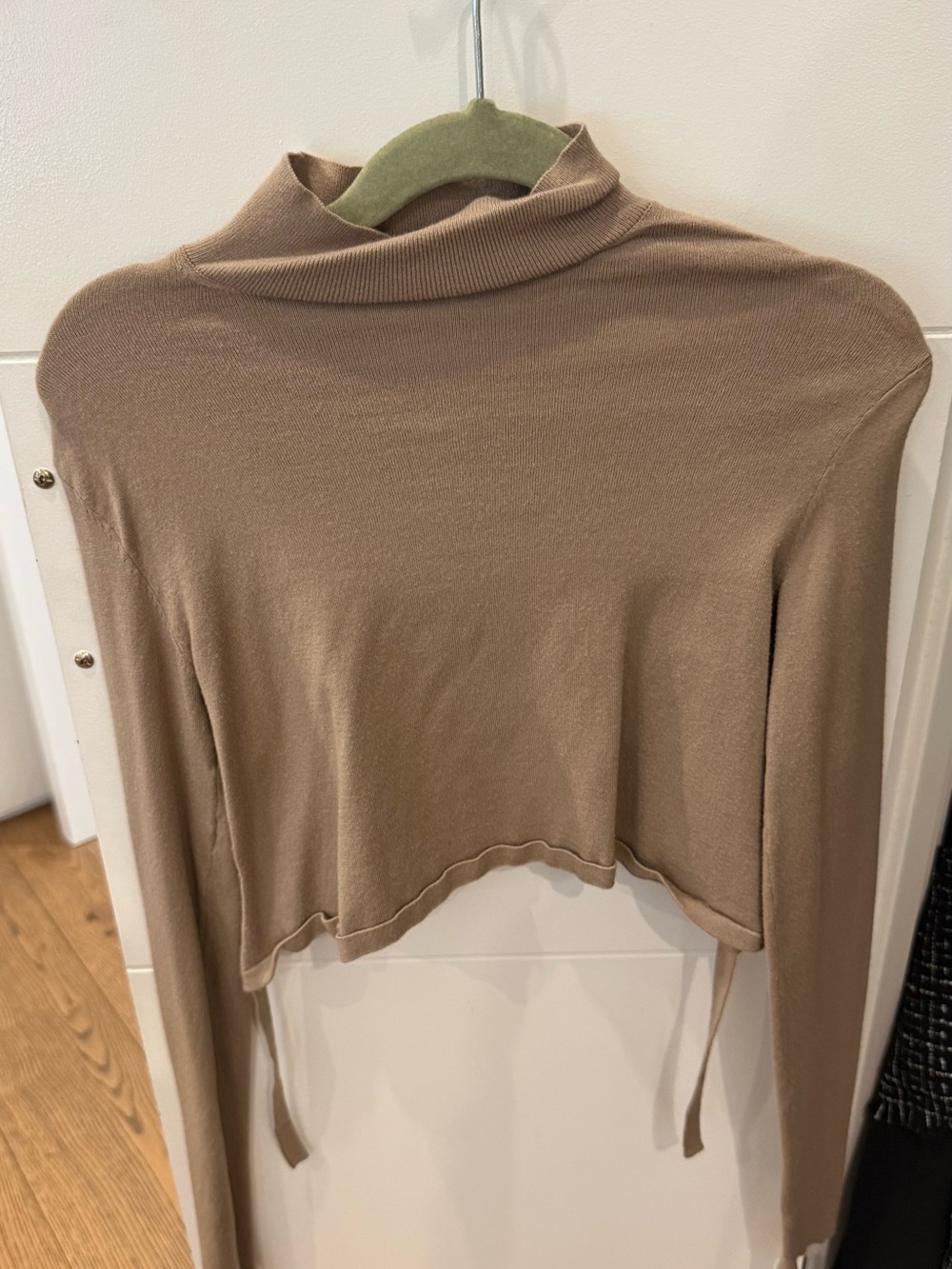 Aritzia Cropped Lightweight Backless Turtleneck - Taupe